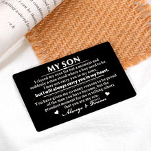 Load image into Gallery viewer, Mens Wallet Card Stocking Stuffer Gifts for Christmas Birthday Gifts for Teen Boys Adult Son in Law Gifts from Mom Dad to My Son Wedding Graduation Gifts for Step Son Kids Valentines Day Proud of You