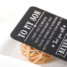 Load image into Gallery viewer, To My Son Wallet Card for Teen Boys Mens Stocking Stuffers Gifts for Christmas Birthday Gifts for Teenage Boys Son from Mom Dad to Bonus Son Graduation Promotion Fathers Day Valentines Day Gift Ideas