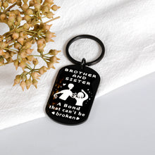 Load image into Gallery viewer, Brother and Sister Keychain Gifts for Christmas Stocking Stuffers Gifts for Brother from Sister Siblings Birthday Graduation Wedding Gifts for Brother Sister in Law Gifts for Big Brother Little Sister