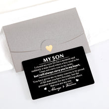 Load image into Gallery viewer, Mens Wallet Card Stocking Stuffer Gifts for Christmas Birthday Gifts for Teen Boys Adult Son in Law Gifts from Mom Dad to My Son Wedding Graduation Gifts for Step Son Kids Valentines Day Proud of You