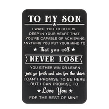 Load image into Gallery viewer, To My Son Wallet Card for Teen Boys Mens Stocking Stuffers Gifts for Christmas Birthday Gifts for Teenage Boys Son from Mom Dad to Bonus Son Graduation Promotion Fathers Day Valentines Day Gift Ideas
