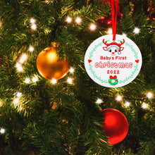 Load image into Gallery viewer, Baby First Christmas Ornament 2022 Stocking Stuffer for Son Daughter Newborn Baby Boy Girl Gifts Baby’s First Christmas Tree Ornament My First New Years Baby Ornament Decoration Ceramic Double Sided