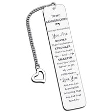 Load image into Gallery viewer, Granddaughter Gifts from Grandma to Granddaughter Bookmark Reading Gifts for Teen Girls Birthday Graduation Valentines Christmas Stocking Stuffers for Granddaughter Family First Granddaughter Gifts
