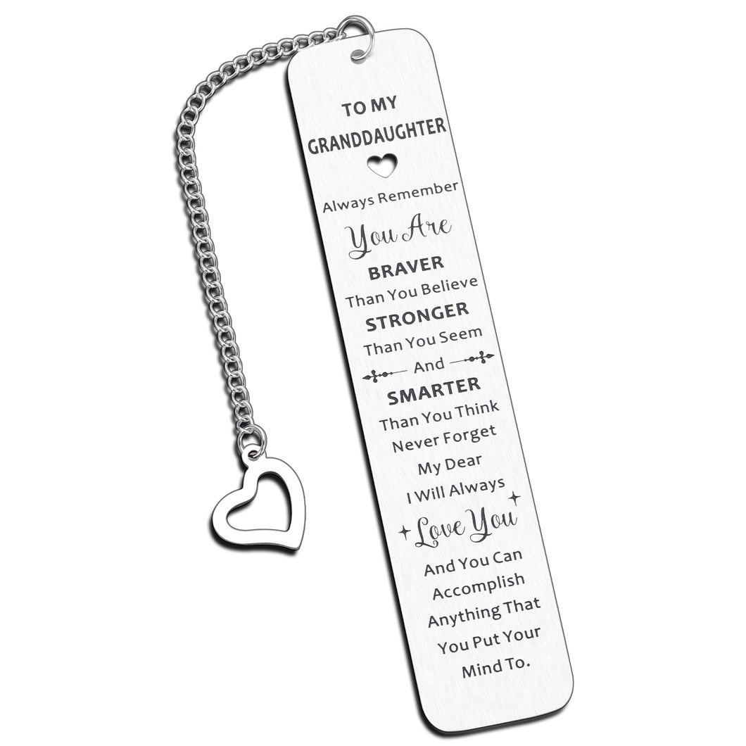 Granddaughter Gifts from Grandma to Granddaughter Bookmark Reading Gifts for Teen Girls Birthday Graduation Valentines Christmas Stocking Stuffers for Granddaughter Family First Granddaughter Gifts