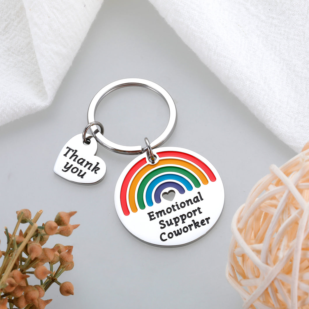 Funny Coworker Gift for Women Thank You Rainbow Gift for Men Emotional Support Keychains for Colleague Boss Appreciation Gift Coworker Leaving Going Away Gift Birthday Christmas Stocking Stuffer