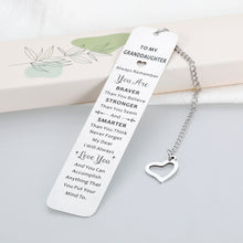 Load image into Gallery viewer, Granddaughter Gifts from Grandma to Granddaughter Bookmark Reading Gifts for Teen Girls Birthday Graduation Valentines Christmas Stocking Stuffers for Granddaughter Family First Granddaughter Gifts
