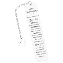 Load image into Gallery viewer, Granddaughter Gifts from Grandma to Granddaughter Bookmark Reading Gifts for Teen Girls Birthday Graduation Valentines Christmas Stocking Stuffers for Granddaughter Family First Granddaughter Gifts
