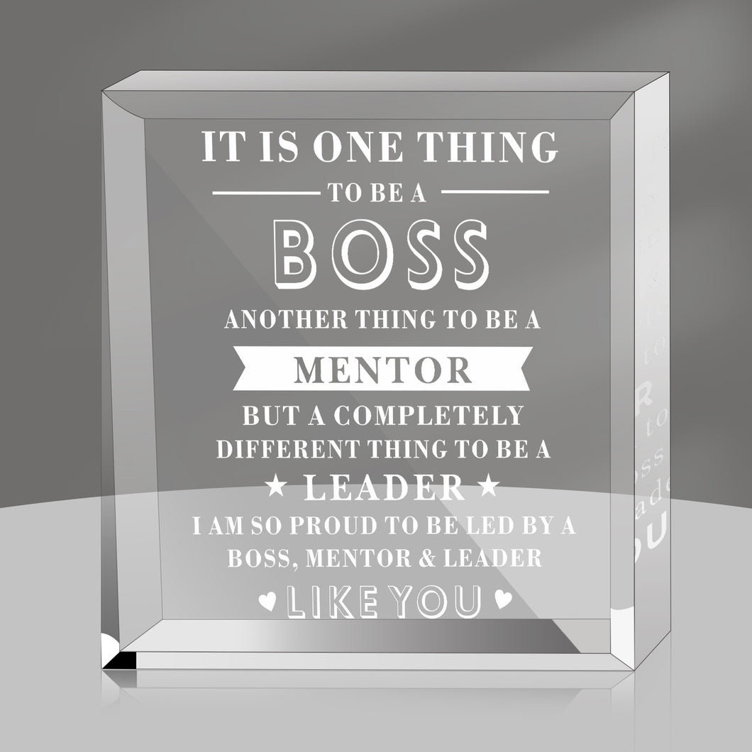 Boss Mentor Leader Appreciation Gifts Boss Day Gift for Men Women Acrylic Keepsake Paperweight for Boss Friend Lady Birthday Christmas Retirement Thank You Work Gift Female Male From Employee Coworker