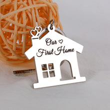 Load image into Gallery viewer, Christmas Gift for Husband Wife Stocking Stuffer Our First Home Keychain Housewarming Gift for Women Men First Home Keyring for Couple Daughter Son New House Key Chain for Family Moving Home Gift 2PCS
