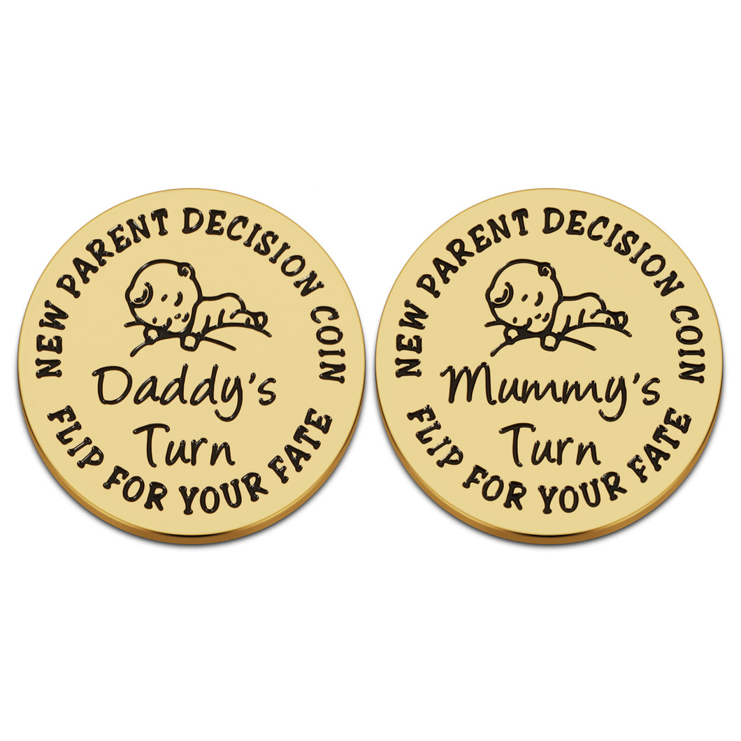 Baby Shower New Mom Dad to Be Gift for Newborn Boys Girls New Parent Decision Coin for Christmas Birthday Pregnancy Gifts for Women Men Mothers Fathers Day Idea for First Time Mommy Daddy Double-Sided