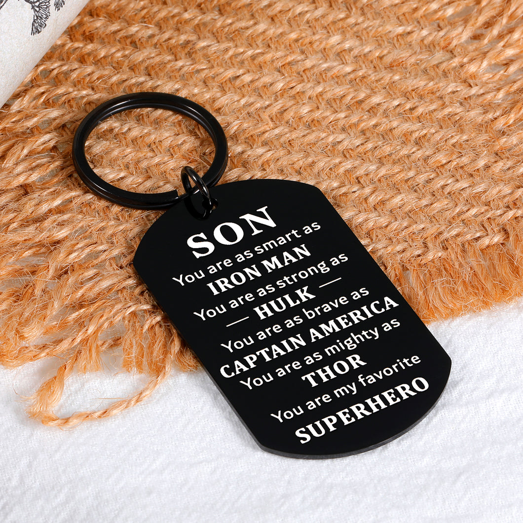 Christmas Gifts for Son from Mom, Stocking Stuffers Birthday Gifts for Teen Boys, Inspirational Keychain for Son, Graduation Gifts for Him, Valentine's Day Motivational Gift for Son in Law Stepson