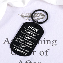 Load image into Gallery viewer, Christmas Gifts for Son from Mom, Stocking Stuffers Birthday Gifts for Teen Boys, Inspirational Keychain for Son, Graduation Gifts for Him, Valentine&#39;s Day Motivational Gift for Son in Law Stepson
