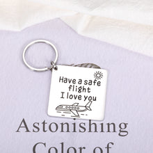 Load image into Gallery viewer, Fly Safe Keychain I Love You Gifts for Him Her Pilot Dad Husband Boyfriend Gifts from Girlfriend Gifts for Flight Attendant Mom Girlfriend Wife Birthday Christmas Gifts for Women Men Stocking Stuffers
