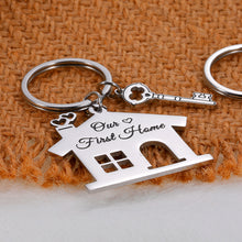 Load image into Gallery viewer, Christmas Gift for Husband Wife Stocking Stuffer Our First Home Keychain Housewarming Gift for Women Men First Home Keyring for Couple Daughter Son New House Key Chain for Family Moving Home Gift 2PCS
