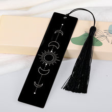 Load image into Gallery viewer, Bookmarks for Women Men Kids, Inspirational Gifts for Women Book Lovers, Teen Girl Boy Gifts, Birthday Gifts for Men, Graduation Gifts for Him Her, Two-Sided Stainless Steel Book Mark Black Tassel
