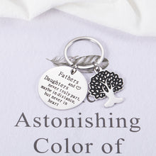 Load image into Gallery viewer, Fathers Day Birthday Gifts Keychain for Dad Men Valentines Day Christmas Gifts for Dad Papa Step Father in Law from Girls Kids Step Daughter to Daddy Father and Daughter Never Truly Part Present
