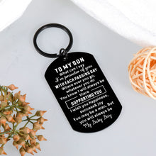 Load image into Gallery viewer, Christmas Stocking Stuffers for Son, Inspirational Keychain for Kids Teen Boys Gifts, Valentine&#39;s Day Gifts for Son from Mom, Birthday Gifts from Dad to Son, Graduation Gifts for Son in Law Stepson
