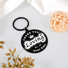 Load image into Gallery viewer, Bonus Mom Dad Gifts for Stepdad Birthday Christmas Gifts for Stepmom Bonus Dad Thank You Keychain for Bonus Mom Father in Law Stocking Stuffer for Stepdad Father Mother Gifts from Stepdaughter Son
