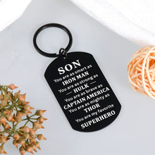 Load image into Gallery viewer, Christmas Gifts for Son from Mom, Stocking Stuffers Birthday Gifts for Teen Boys, Inspirational Keychain for Son, Graduation Gifts for Him, Valentine&#39;s Day Motivational Gift for Son in Law Stepson
