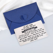 Load image into Gallery viewer, Delujouberst Inspirational To My Son Wallet Card for Teen Boys Mens Stocking Stuffers Gifts for Christmas Birthday Kids Valentines Day Gift for Men Boys Step Son in Law from Mom Mother First Time Fathers Day Gift

