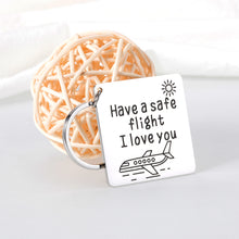 Load image into Gallery viewer, Fly Safe Keychain I Love You Gifts for Him Her Pilot Dad Husband Boyfriend Gifts from Girlfriend Gifts for Flight Attendant Mom Girlfriend Wife Birthday Christmas Gifts for Women Men Stocking Stuffers
