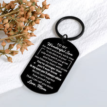 Load image into Gallery viewer, Christmas Gifts for Teen Boys Son, Stocking Stuffers Inspirational Keychain for Son, Valentine&#39;s Day Gifts for Son from Mom, Birthday Gifts for Son in Law Stepson, Graduation Gift for Him Son from Mom
