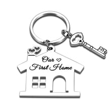 Load image into Gallery viewer, Christmas Gift for Husband Wife Stocking Stuffer Our First Home Keychain Housewarming Gift for Women Men First Home Keyring for Couple Daughter Son New House Key Chain for Family Moving Home Gift 2PCS
