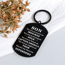 Load image into Gallery viewer, Christmas Gifts for Son from Mom, Stocking Stuffers Birthday Gifts for Teen Boys, Inspirational Keychain for Son, Graduation Gifts for Him, Valentine&#39;s Day Motivational Gift for Son in Law Stepson
