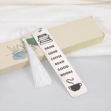 Load image into Gallery viewer, Book Lovers Gifts Book Mark with Tassel for Book Lovers Coffee Lovers Bookmarks for Women Men Best Friends Teacher Daughter Bookworms Book Readers Birthday Christmas Book Club Gifts Stocking Stuffers
