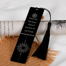 Load image into Gallery viewer, Bookmarks for Women Men Kids, Inspirational Gifts for Women Book Lovers, Teen Girl Boy Gifts, Birthday Gifts for Men, Graduation Gifts for Him Her, Two-Sided Stainless Steel Book Mark Black Tassel
