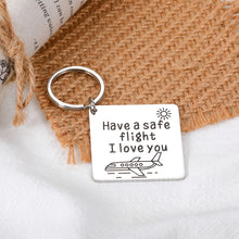 Load image into Gallery viewer, Fly Safe Keychain I Love You Gifts for Him Her Pilot Dad Husband Boyfriend Gifts from Girlfriend Gifts for Flight Attendant Mom Girlfriend Wife Birthday Christmas Gifts for Women Men Stocking Stuffers
