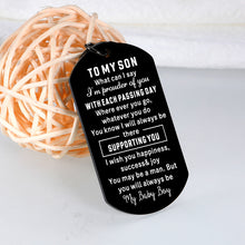 Load image into Gallery viewer, Christmas Stocking Stuffers for Son, Inspirational Keychain for Kids Teen Boys Gifts, Valentine&#39;s Day Gifts for Son from Mom, Birthday Gifts from Dad to Son, Graduation Gifts for Son in Law Stepson
