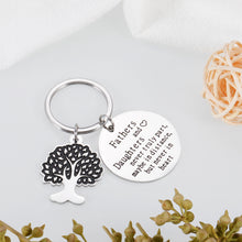 Load image into Gallery viewer, Fathers Day Birthday Gifts Keychain for Dad Men Valentines Day Christmas Gifts for Dad Papa Step Father in Law from Girls Kids Step Daughter to Daddy Father and Daughter Never Truly Part Present

