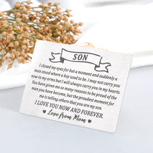 Load image into Gallery viewer, Christmas Stocking Stuffer Gifts for Son from Mom To My Son Wallet Card for Teen Boy Men Birthday Valentines Day Inspirational Gift for Men Boy Step Son in Law from Mother First Time Father&#39;s Day Gift
