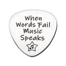 Load image into Gallery viewer, Guitar Gifts for Men Women Stocking Stuffers for Music Lover Birthday Christmas Gifts for Son Daughter Friend Music Stuff for Him Her Student Guitar Player Musician Gifts When Words Fail Music Speaks
