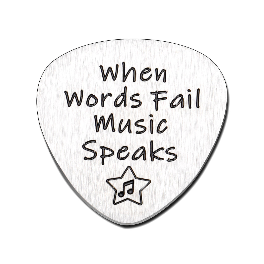 Guitar Gifts for Men Women Stocking Stuffers for Music Lover Birthday Christmas Gifts for Son Daughter Friend Music Stuff for Him Her Student Guitar Player Musician Gifts When Words Fail Music Speaks