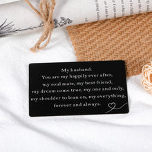 Load image into Gallery viewer, Husband Birthday Christmas Gifts for Him Men Wallet Card for Wedding Anniversary Valentines Fathers Day Present for Husband Boyfriend from Wife Girlfriend Mens Stoking Stuffers You Are My Everything
