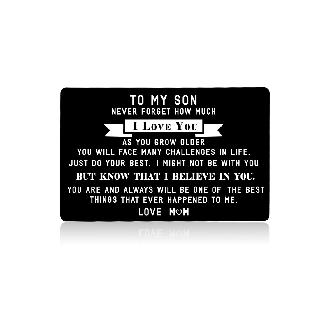 Inspirational to My Son Wallet Card for Teen Boys Mens Stocking Stuffers Gifts for Christmas Birthday Kids Valentines Day Gift for Men Boys Step Son in Law from Mom Mother First Time Father Gift