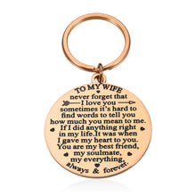 Load image into Gallery viewer, Christmas Gifts for Wife from Husband, To My Wife Keychain Anniversary, Birthday Valentines Day Gift for Girlfriend from Boyfriend, Fiancee Present from Fiance, I Love You Gift for Her Women Key Chain
