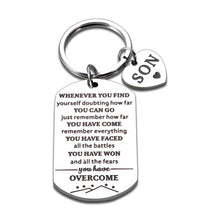 Load image into Gallery viewer, Christmas Stocking Stuffers for Teen Boys Gifts, Inspirational Keychain for Son, Valentine&#39;s Day Gifts for Son from Mom, Birthday Gifts for Son in Law Adults, Graduation Gifts for Stepson Son from Dad
