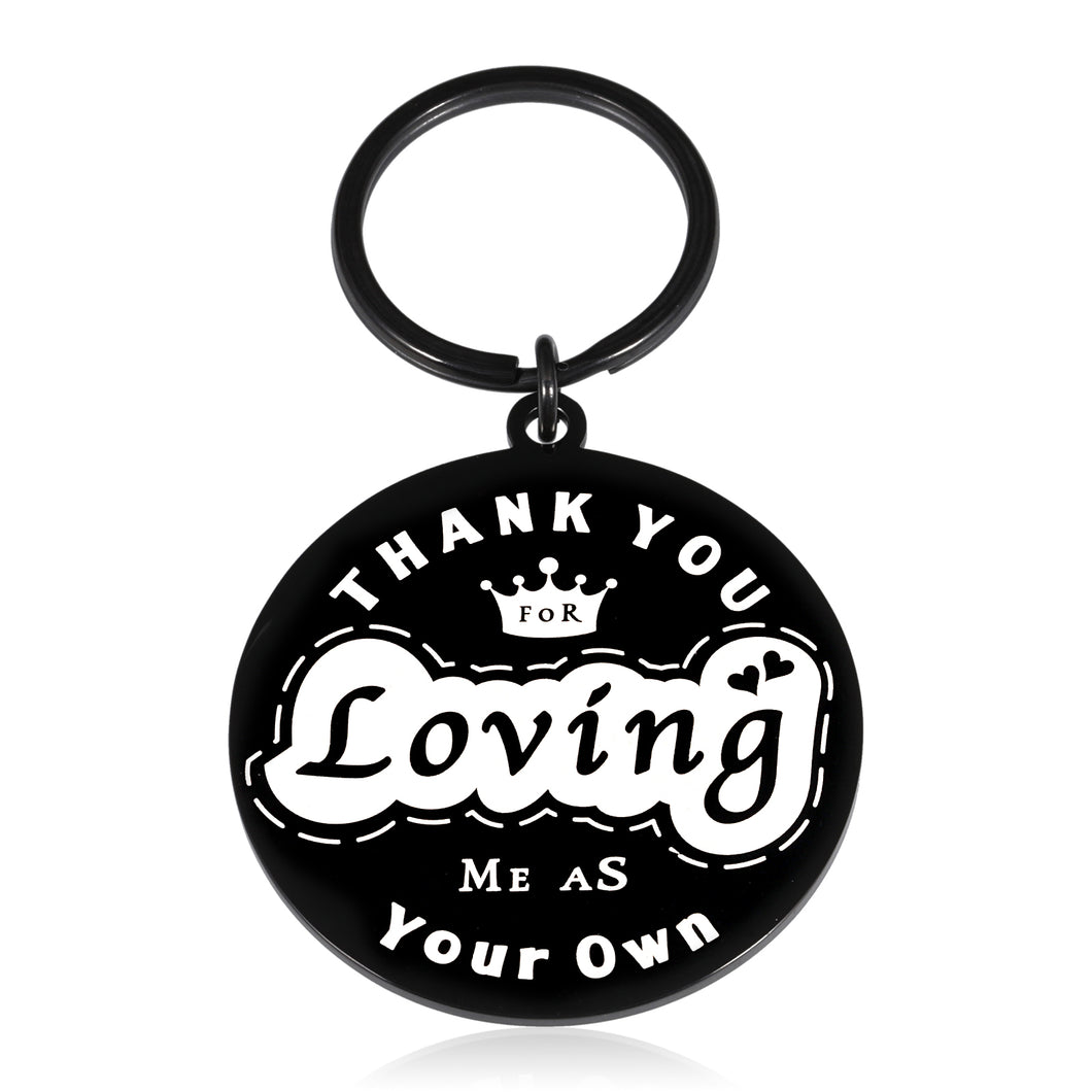 Bonus Mom Dad Gifts for Stepdad Birthday Christmas Gifts for Stepmom Bonus Dad Thank You Keychain for Bonus Mom Father in Law Stocking Stuffer for Stepdad Father Mother Gifts from Stepdaughter Son