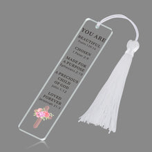 Load image into Gallery viewer, Inspirational Christian Bookmark Gifts for Women Bible Verse Acrylic Bookmark for Girls Daughter Sister Christmas Stocking Stuffer Birthday Baptism Religious Church Gifts for Female Friend Book Lover
