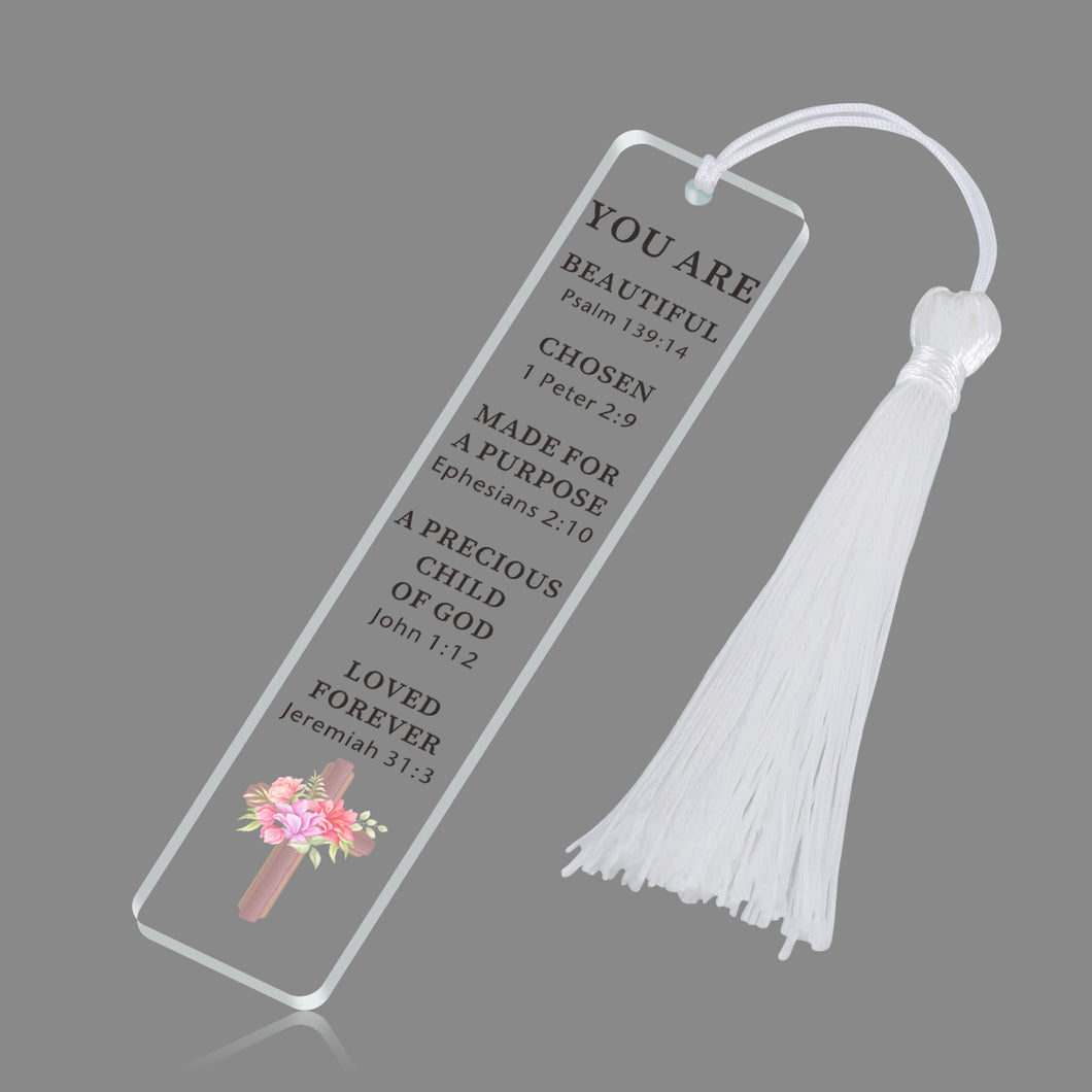 Inspirational Christian Bookmark Gifts for Women Bible Verse Acrylic Bookmark for Girls Daughter Sister Christmas Stocking Stuffer Birthday Baptism Religious Church Gifts for Female Friend Book Lover