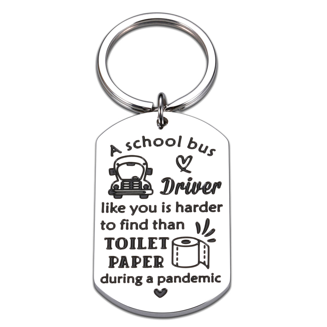 Funny Bus Driver Appreciation Gifts Keychain for Women Men School Bus Driver Day Retirement Christmas Gifts for Bus Driver End of Year Back to School Pandemic Gift for Son Daughters School Bus Driver