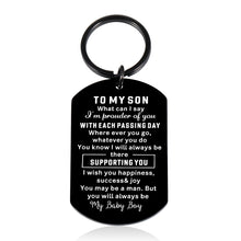Load image into Gallery viewer, Christmas Stocking Stuffers for Son, Inspirational Keychain for Kids Teen Boys Gifts, Valentine&#39;s Day Gifts for Son from Mom, Birthday Gifts from Dad to Son, Graduation Gifts for Son in Law Stepson
