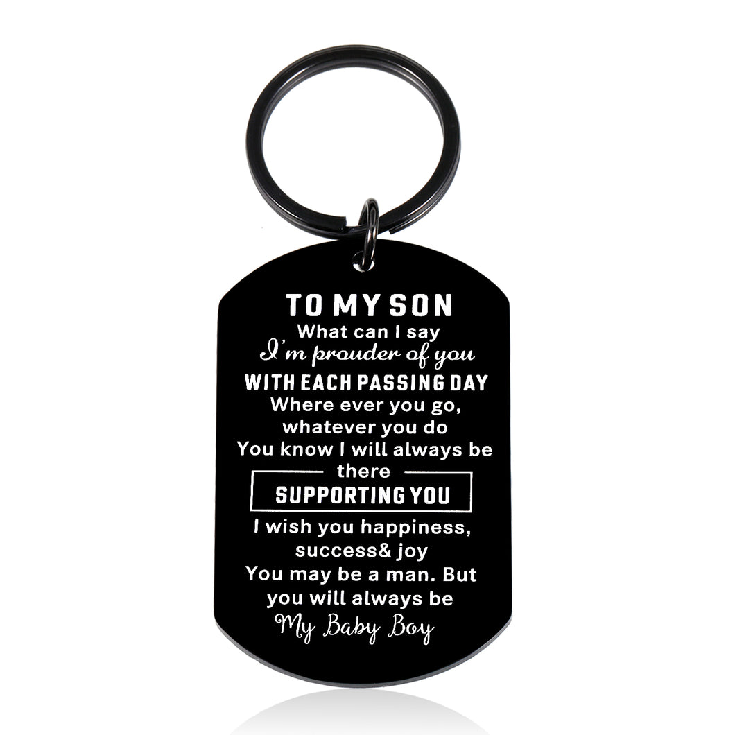 Christmas Stocking Stuffers for Son, Inspirational Keychain for Kids Teen Boys Gifts, Valentine's Day Gifts for Son from Mom, Birthday Gifts from Dad to Son, Graduation Gifts for Son in Law Stepson