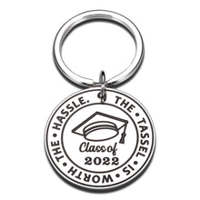 Load image into Gallery viewer, Class of 2022 Graduation Gifts for Him Her Senior 2022 High School College Graduation Gifts for Boys Girls Grad 8th Grade PhD Graduation Gifts for Son Daughter The Tassel is Worth The Hassle Keychain
