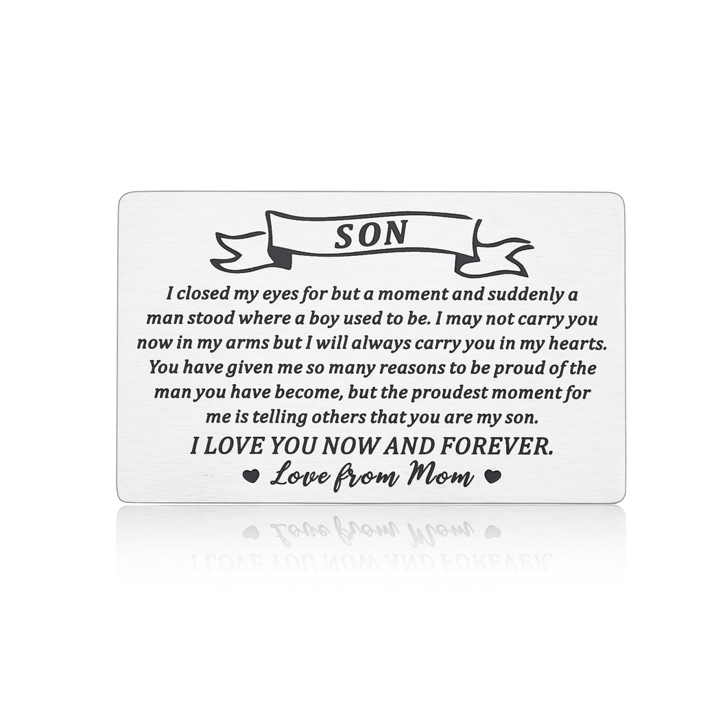 Christmas Stocking Stuffer Gifts for Son from Mom To My Son Wallet Card for Teen Boy Men Birthday Valentines Day Inspirational Gift for Men Boy Step Son in Law from Mother First Time Father's Day Gift