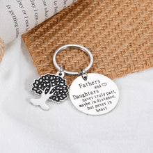 Load image into Gallery viewer, Fathers Day Birthday Gifts Keychain for Dad Men Valentines Day Christmas Gifts for Dad Papa Step Father in Law from Girls Kids Step Daughter to Daddy Father and Daughter Never Truly Part Present
