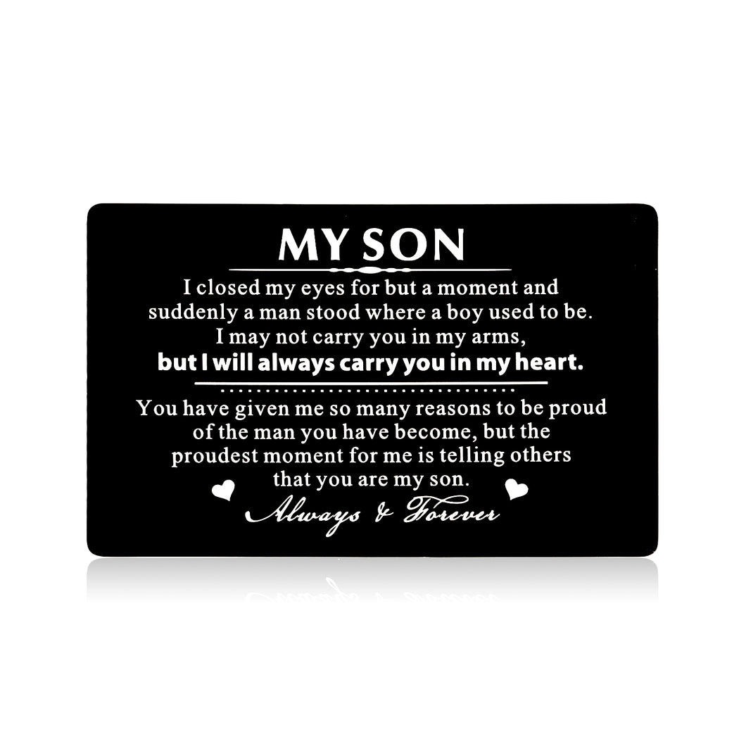 Mens Wallet Card Stocking Stuffer Gifts for Christmas Birthday Gifts for Teen Boys Adult Son in Law Gifts from Mom Dad to My Son Wedding Graduation Gifts for Step Son Kids Valentines Day Proud of You